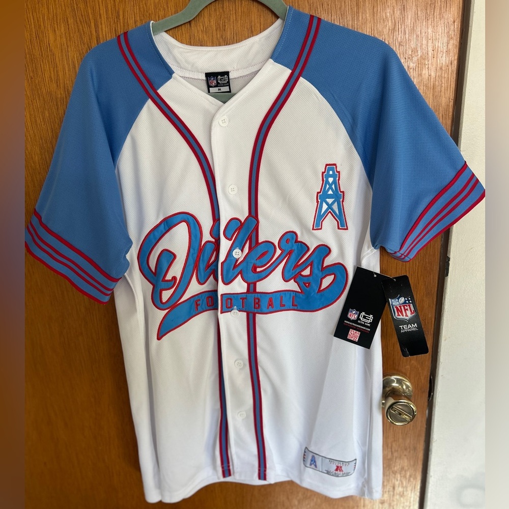 Vintage Style Houston Oilers Jersey Baseball Texans NFL Team Apparel Game 80/90s